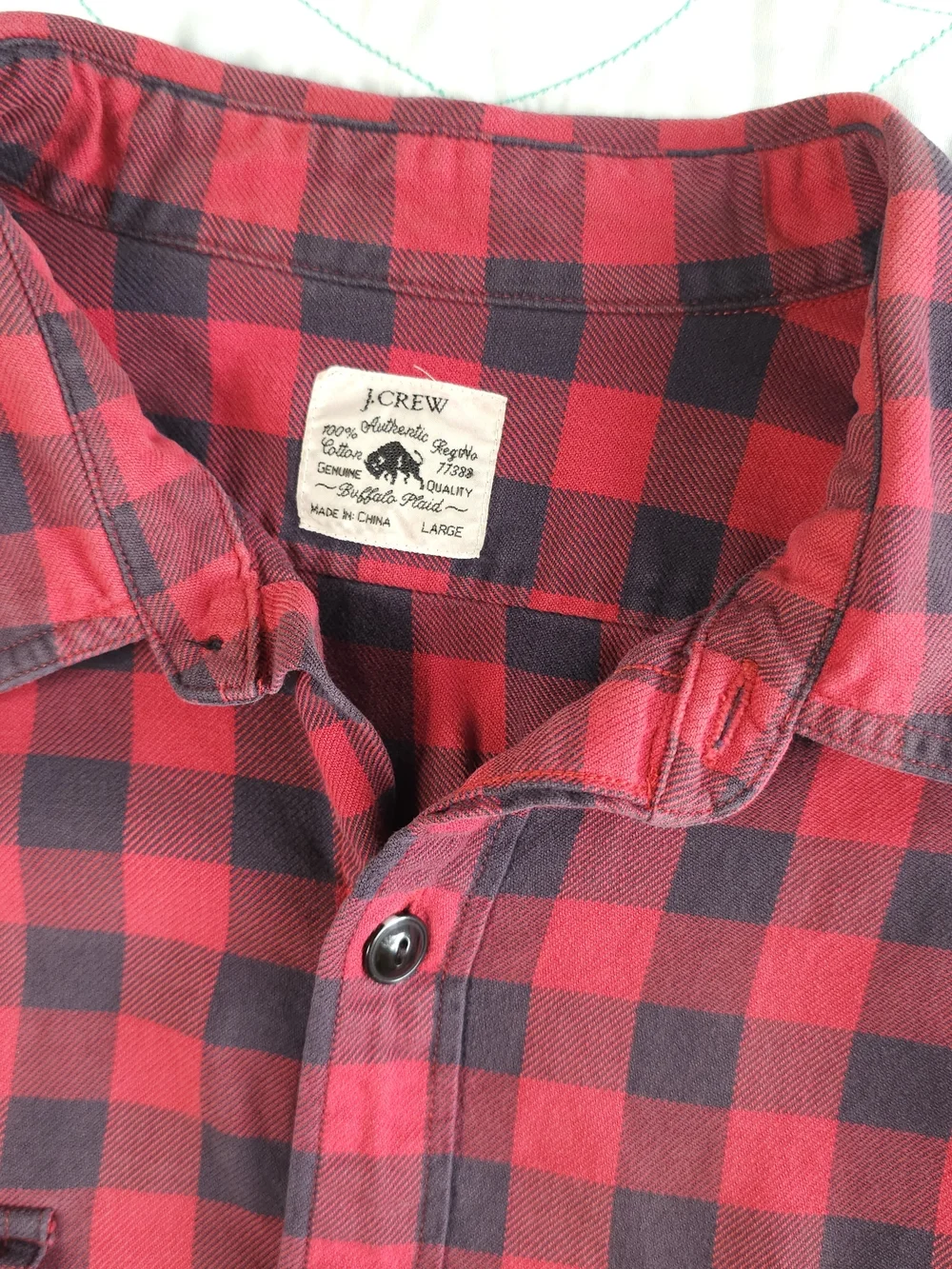 J Crew Red Black Buffalo Plaid Cotton Long Sleeve Button Up Shirt
